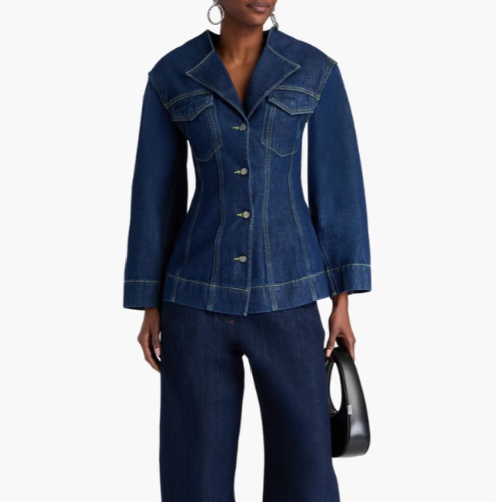 Ganni denim hourglass blazer